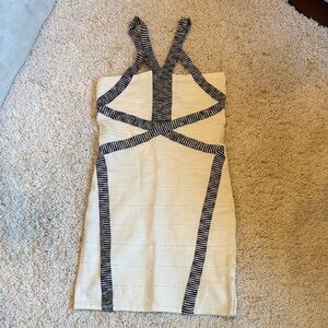 White black stripe medium bandage dress mini new no tags never work or washed